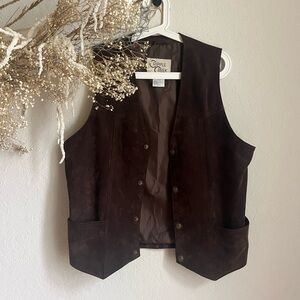 Vintage Cripple Creek Chocolate Suede Western Snap Front Vest